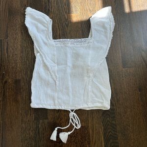 White Short Sleeve Flowy Top
